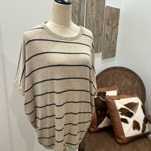 Striped Beige and Black Knit Top
